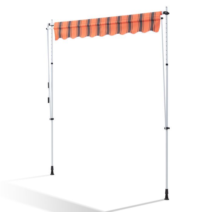 Toldo manual de 200 x 150 cm - No requiere perforación - Ajustable con manivela - Rojo y negro