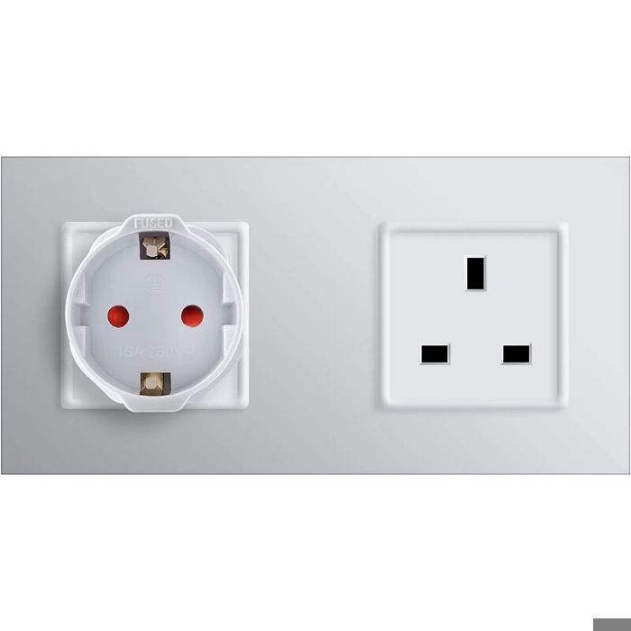 2X UK Plug Adapter - Schuko Type G - France to UK Plug - Compact Travel Plug - Compatible