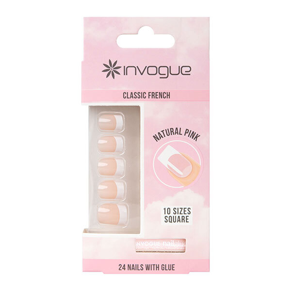 Unghie quadrate francesi rosa Invogue