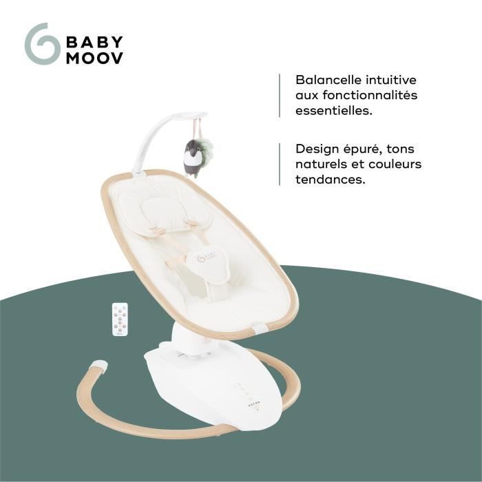 Altalena per neonati Babymoov Swoon Hoop - Telecomando incluso, comfort eccezionale, design elegante, sedile girevole a 90°, arco giochi.