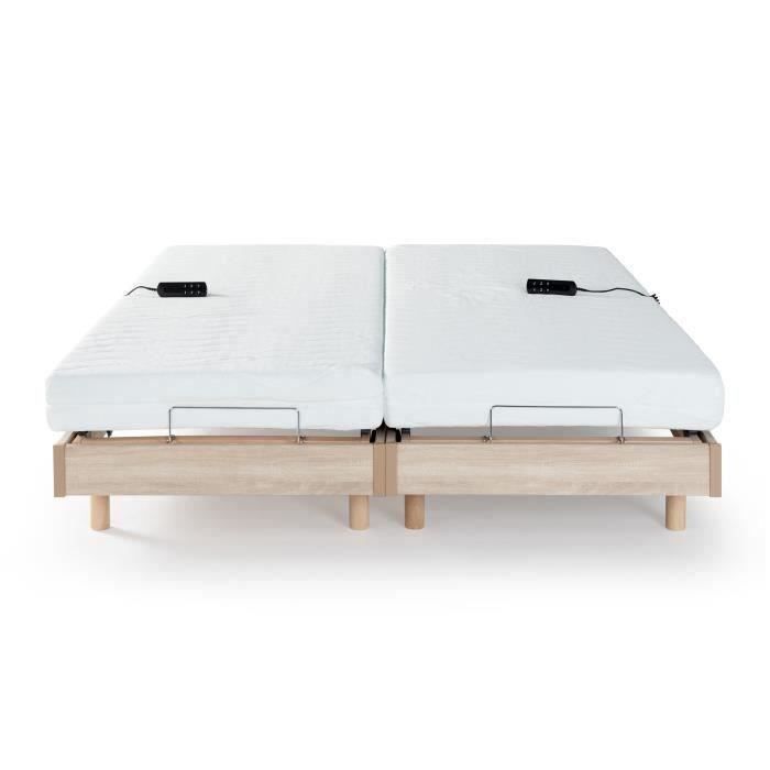 Set relax: materasso + basi letto elettriche 2x80x200cm - Schiuma - Rigido - TALCA Made in France