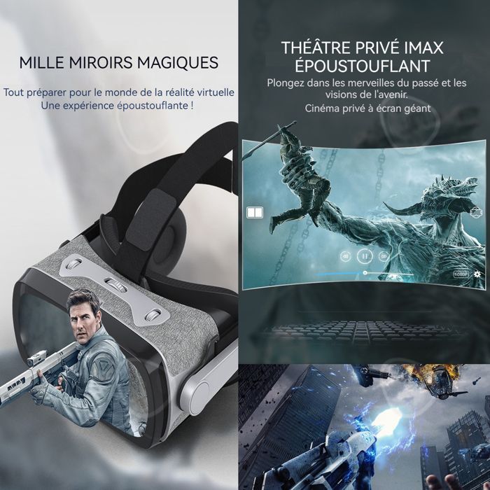 Visore VR 1080p, schermo IMAX gigante, regolazione indipendente, spazio 3D a 360 gradi, tour panoramico, pacchetto realtà virtuale