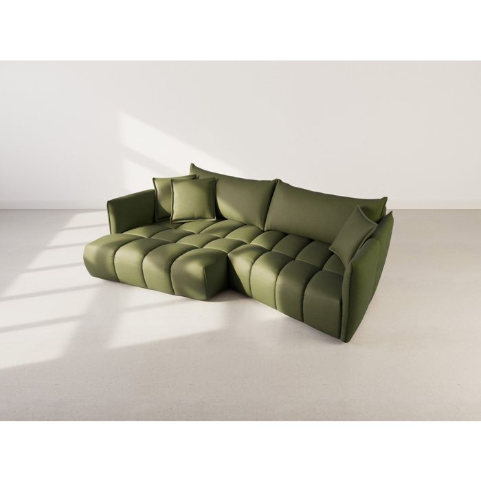 Cassiopee - canapé d'angle gauche 4 places en tissu texturé - Vert