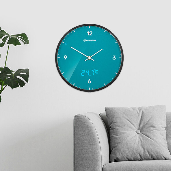 Ceas de perete MyTime LEDsec, albastru deschis