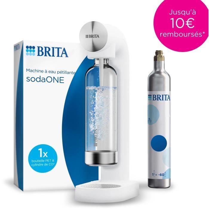 Machine à soda BRITA - SodaONE Blanche - 1 Bouteille 1L et 1 Cylindre de CO2 inclus