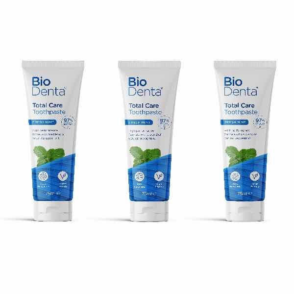 BioDenta Natürliche Aufhellende Zahnpasta TOTAL CARE Vegan – 3er-Pack