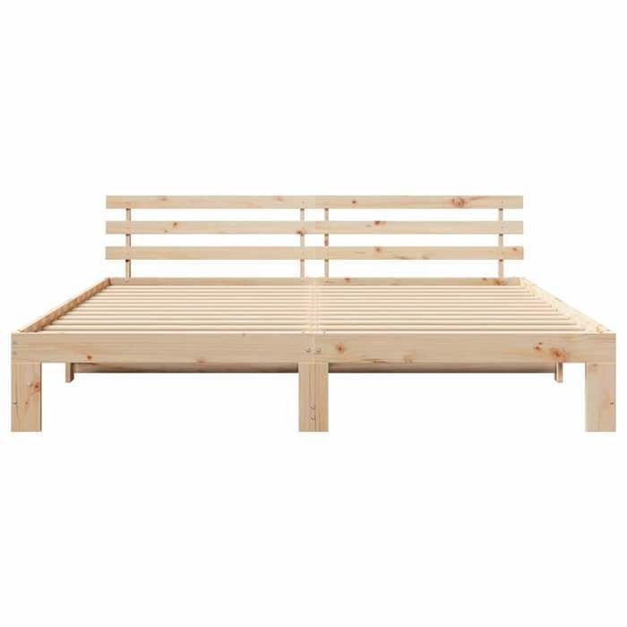 Cama doble CHIC para adultos - Estructura de cama de 200 x 200 cm, color marrón, madera maciza de pino #Sara13634