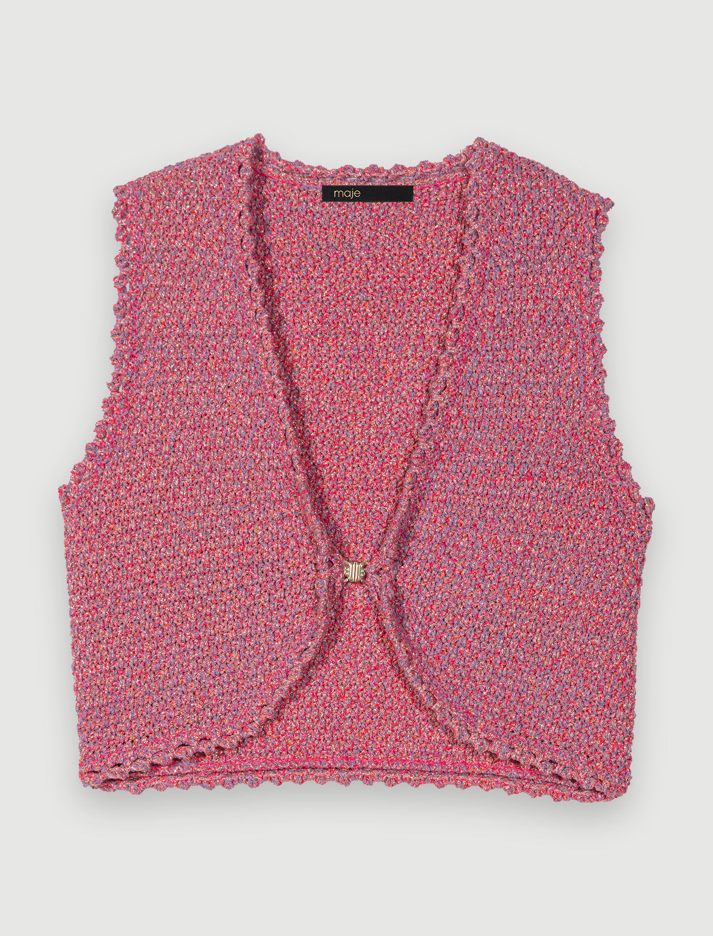 Top scurt roz din tweed