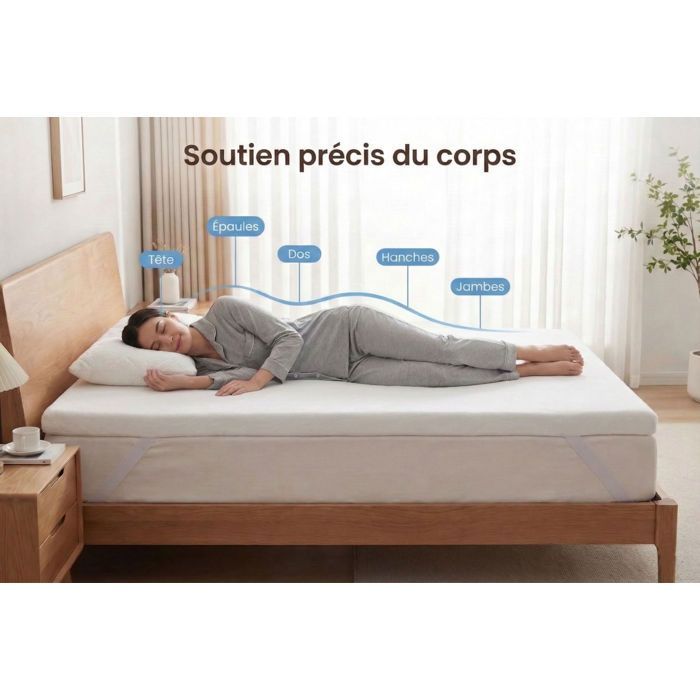 Cubrecolchón de espuma viscoelástica refrescante Viscogel, 180 x 180 cm, 7 cm de grosor, confort equilibrado – Fabricado en España