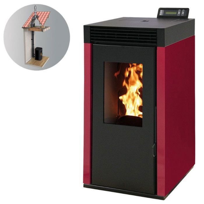 INTERSTOVES MARINA 8 sealed pellet stove - Flue kit Ø80/125 Bordeaux