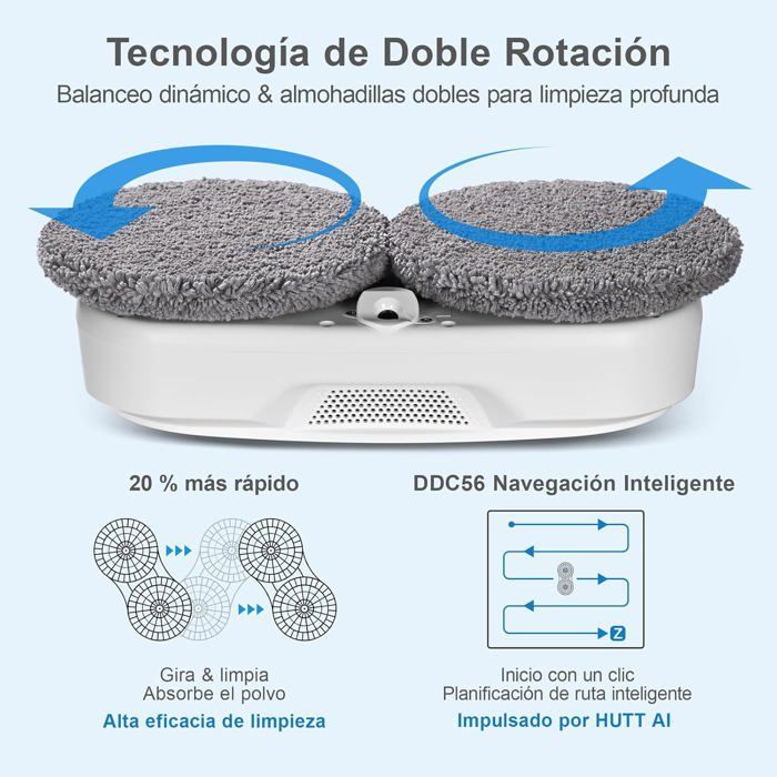 HUTT DDC56 Robot Laveur de Vitre, Robot Nettoyeur de Vitres avec Double Pulvérisation d'eau, Télécommande