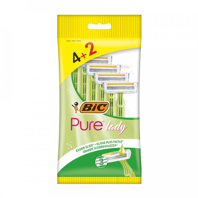 Jednorazové čepele Bic Pure Lady Easier Glide pre ženy, balenie 6 kusov.