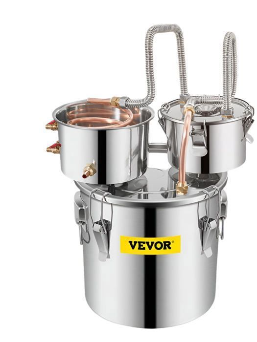 Destilador de alcohol, 50 L, para elaboración de cerveza, acero inoxidable, enfriamiento rápido, plata