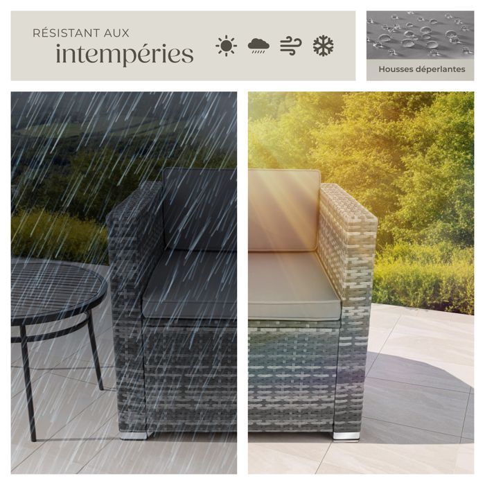 Poltrona da giardino - TECTAKE - LIGNANO, seduta da giardino in rattan, resistente ai raggi UV, 70 x 69 x 65 cm - Grigio