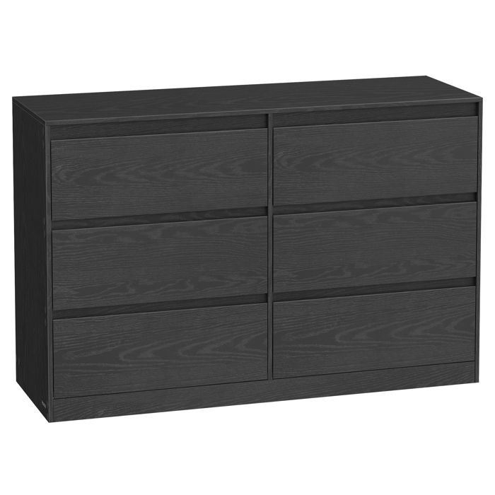 Cassettiera da camera da letto a 6 cassetti - VASAGLE - Moderna - Finitura in legno nero - Sistema antiribaltamento