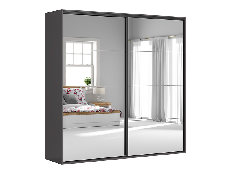 Szafa przesuwna Flex 240 cm z lustrem grafit