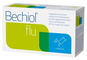 Bechiol Flu voedingssupplement tegen slijmerige hoest, 12 zakjes.