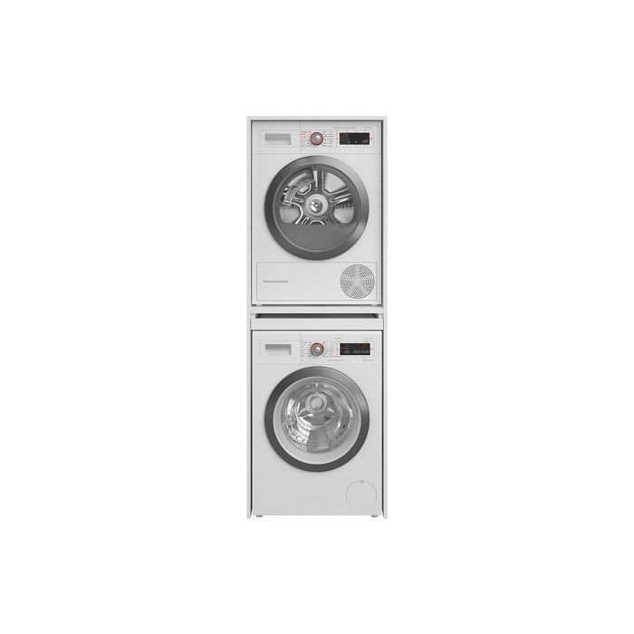 Meuble pour machine à laver et sèche-linge – Blanc – L64 x H184 cm – ERKANO