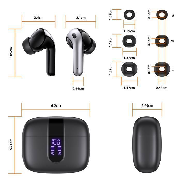 VEAOOL Wireless Bluetooth 5.4 Earbuds, IPX5 Waterproof Sports Stereo Headphones, 60H Battery Life, Built-in Microphone