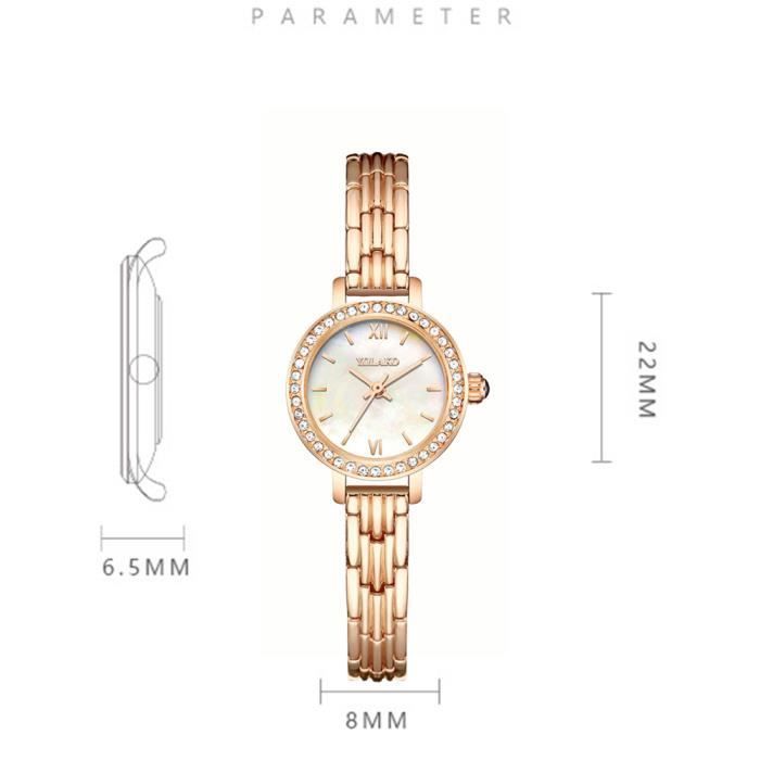 Relógio feminino - RMEGA - Aço - Ouro rosa - Quartzo - Analógico - Cristal mineral antirreflexo
