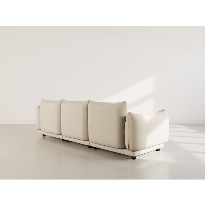 Jeanne - Sofá modular de 3 plazas en terciopelo texturizado - Beige