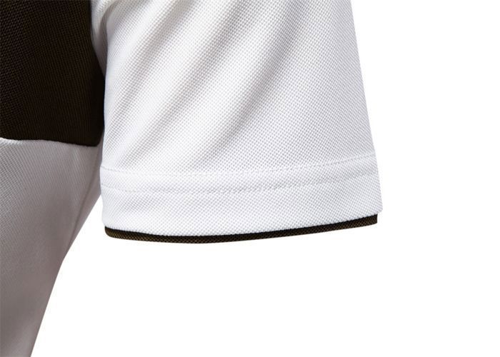 Men's Short Sleeve V-Neck Polo Shirt with Deer Embroidery, Casual Summer Regular Fit Contrast Color Polo Shirt - EU Size - Navy Blue
