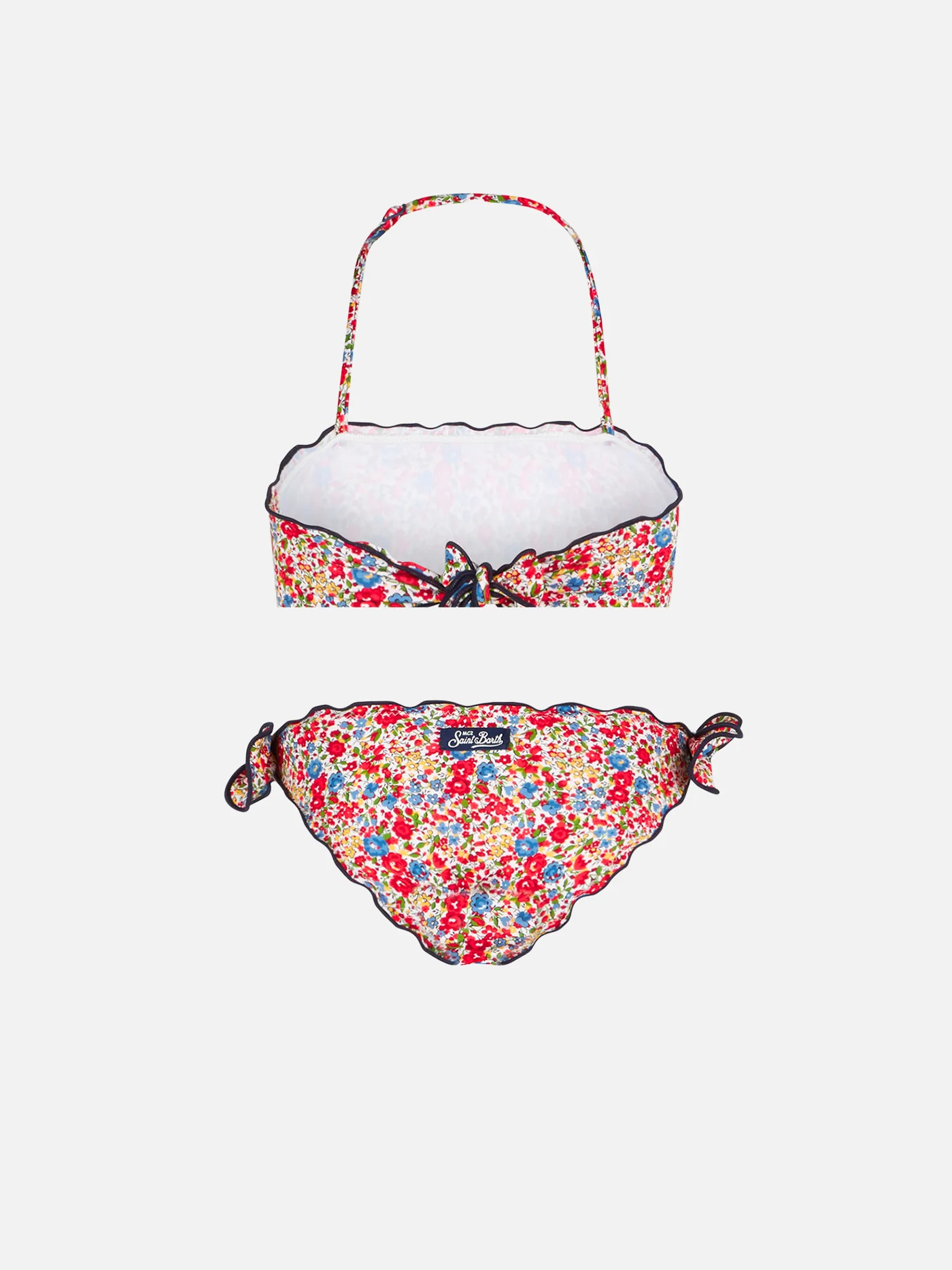 Bikini bandeau pour filles à imprimé floral multicolore