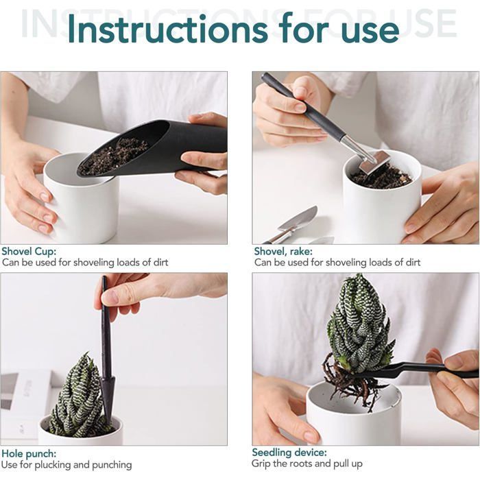Kit di attrezzi per bonsai, mini attrezzi da giardinaggio per piante da interno, set di 13 pezzi in acciaio al carbonio con borsa per il trasporto.