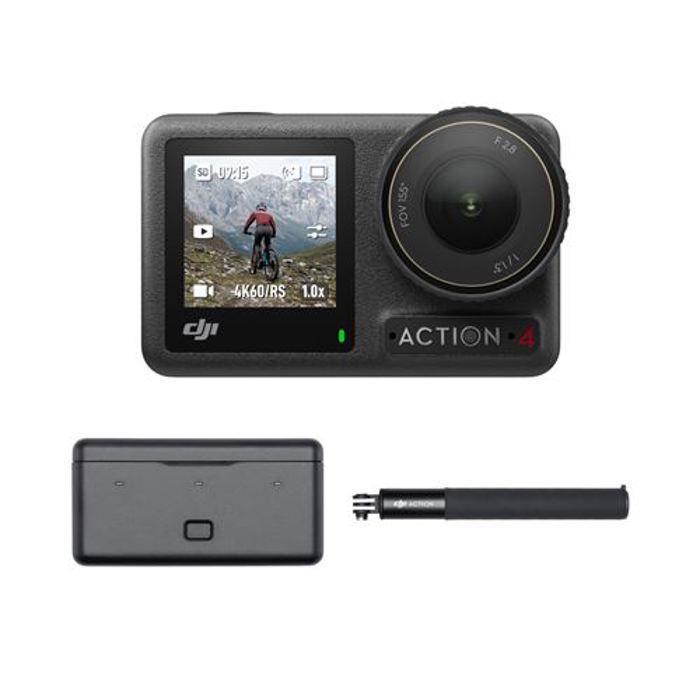 Videocamera d'azione - DJI - Osmo Action 4 Adventure Combo - Sensore da 1/1,3 pollici - 4K/120 fps - Campo visivo ultra-grandangolare da 155 mm