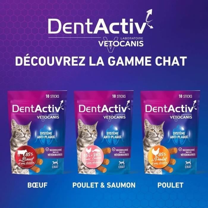 DentActiv - 10 barritas - VETOCANIS - Higiene bucal de res para gatos