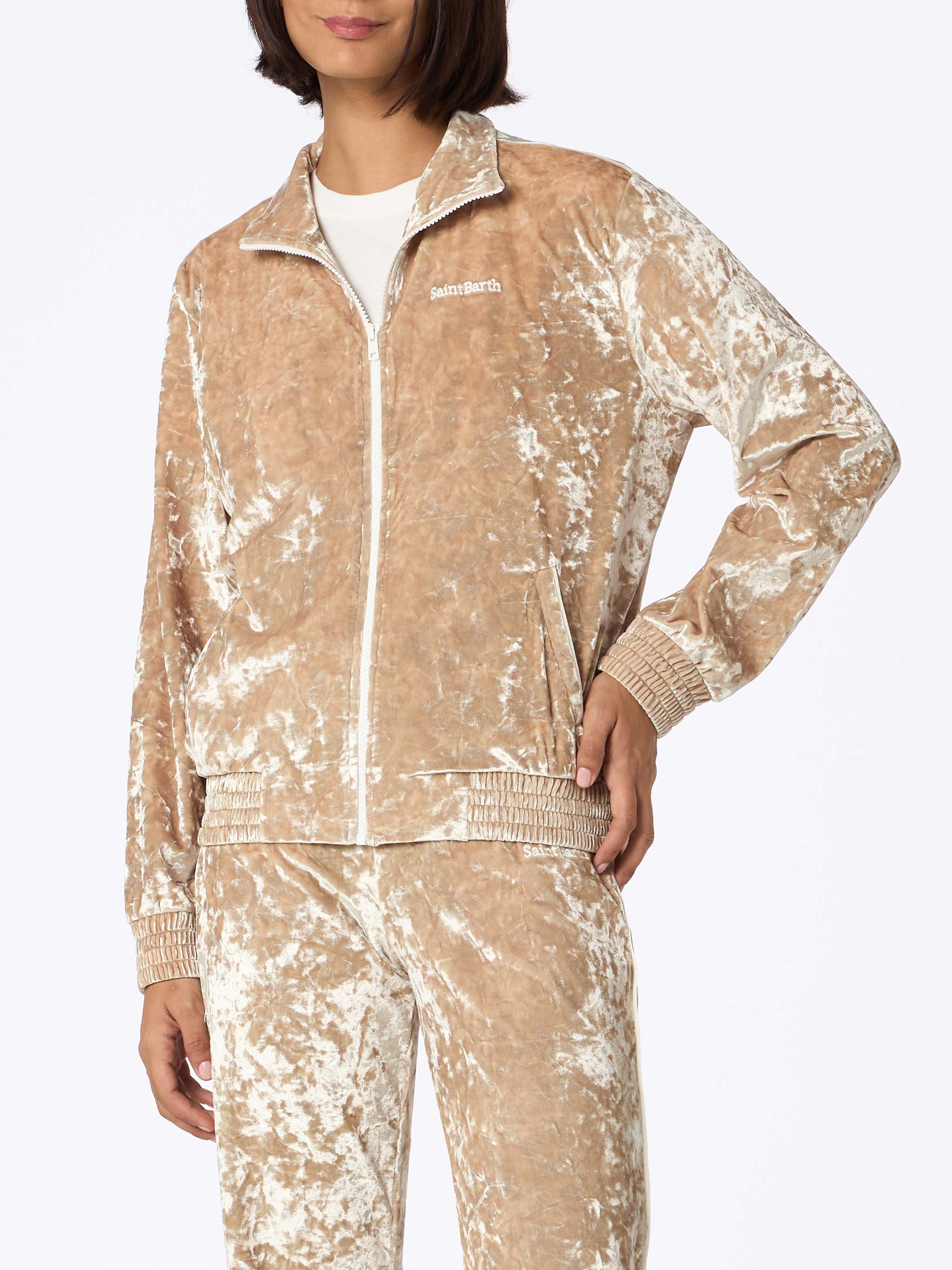 Moletom feminino Miriam bege em chenille