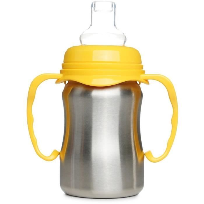 Thermobaby Training Cup - Stainless Steel - 180 ml - Mango Yellow - Ergonomic and Leak-Proof