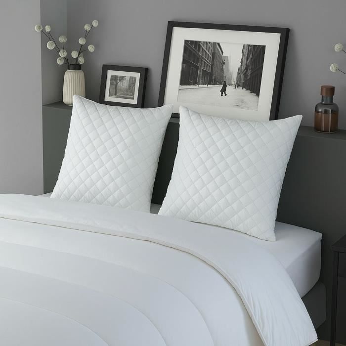 DODO - Juego de 2 almohadas - MICRO ACOLCHADO - 60 x 60 cm - Blanco