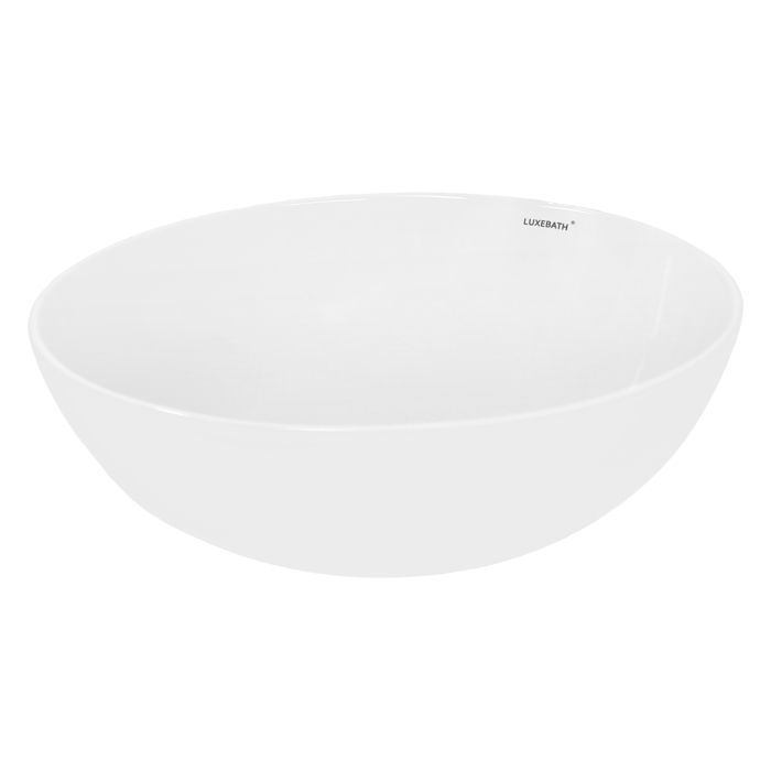 Lavabo de encimera ECD Alemania para baño - Ø 400x147 mm - Cerámica - Redondo - Blanco - Lavabo para inodoro