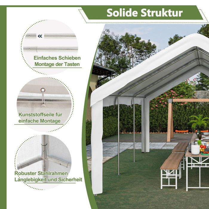 THANADDO 4x6m Gazebo, Waterproof Folding Garden Gazebo with 6 Side Panels and Collapsible Tent for Parties, White