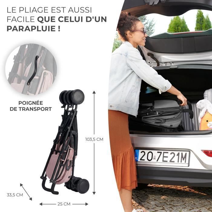 Poussette canne SIESTA - Kinderkraft - Position allongée - Pliable/Compacte - Rose