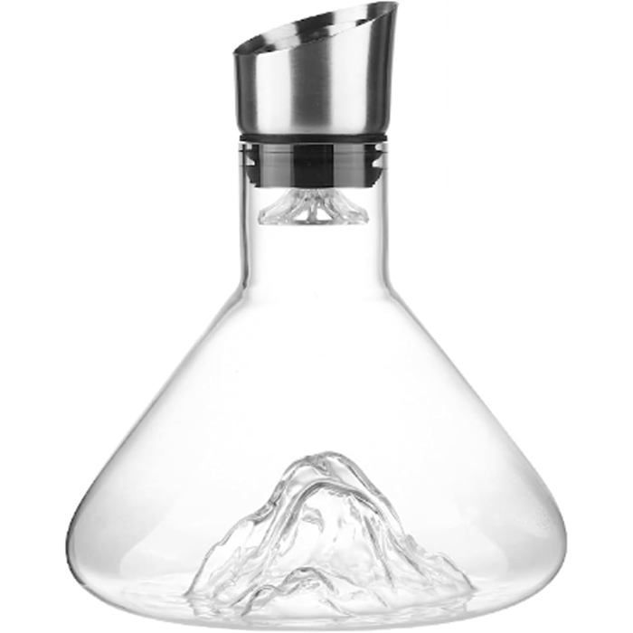 Decantador de vino tinto de 1500 ml con aireador incorporado, vertedor de acero inoxidable con tapa, filtro y tapa transparente.