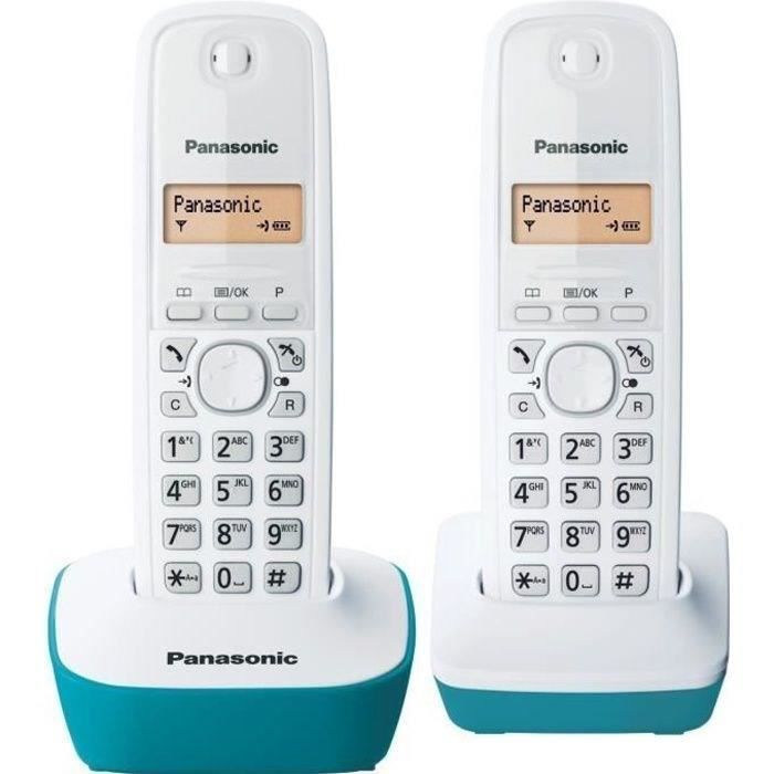 Panasonic KX-TG1612FRC | Teléfono inalámbrico DECT Duo sin contestador automático, azul