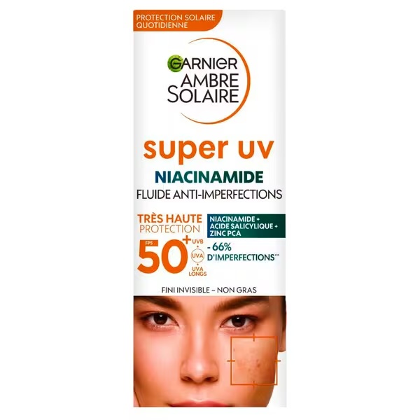 Garnier Ambre Solaire Super Uv Niacinamide Fluid proti nepravilnostim SPF50+<br>40 ml