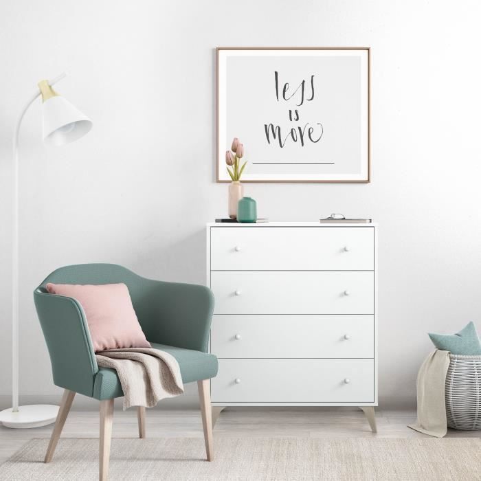 Cômoda SWEET com 4 gavetas - Acabamento branco - L 77,5 x P 40 x A 95 cm