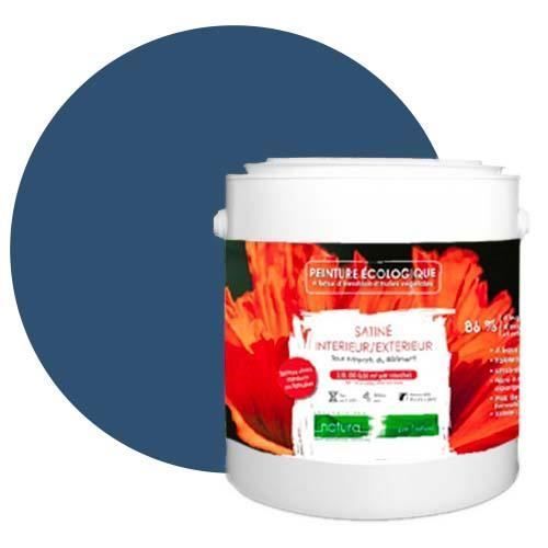 Natural, eco-friendly charcoal blue paint for interior and exterior use, satin finish - 2.5L - 33m