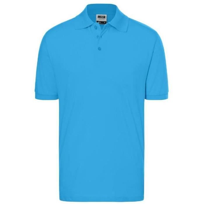 Polo de manga corta para hombre - JN070C - Azul - Corte ajustado - Cuello polo