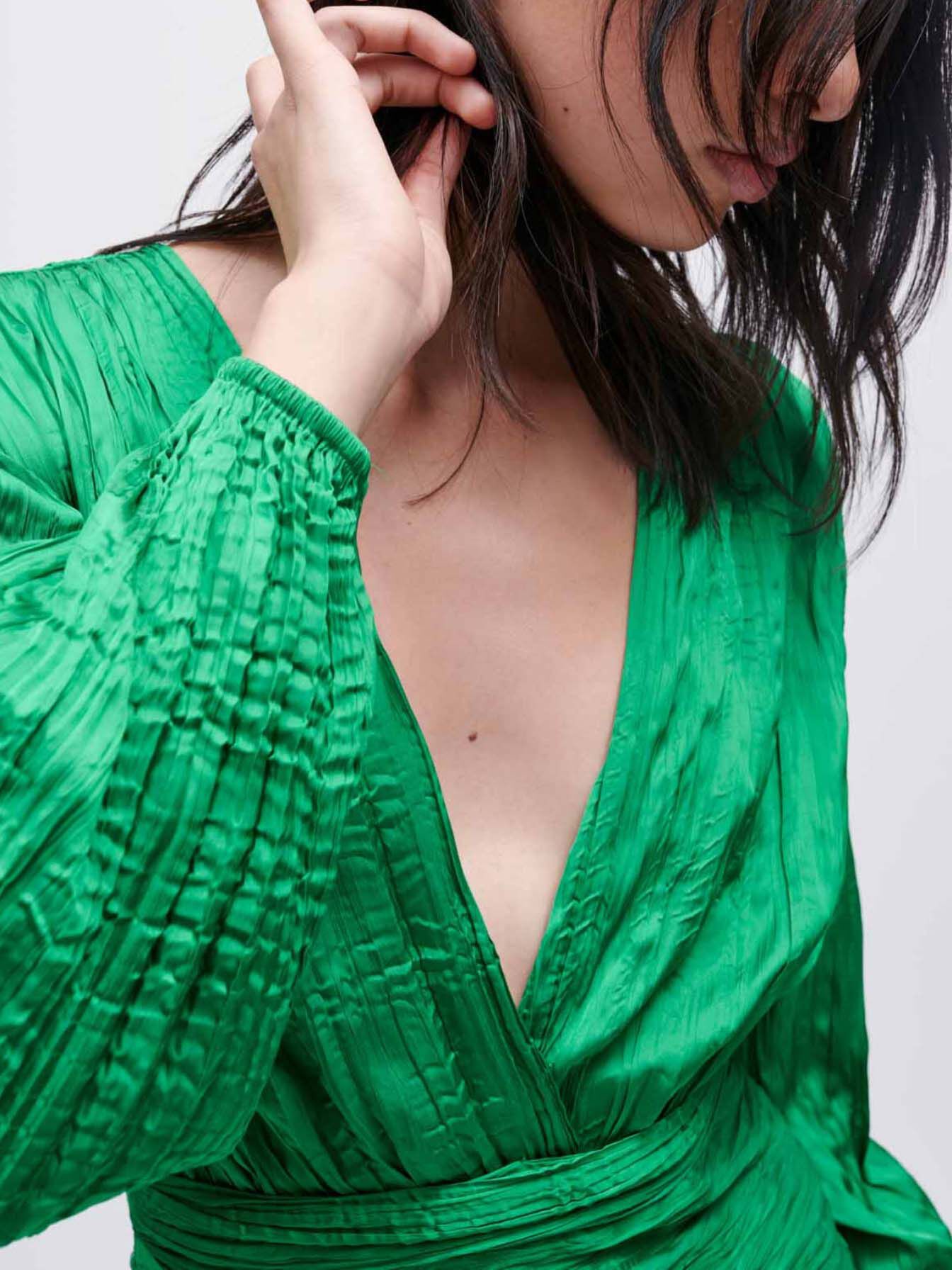 Rochie mulată din lamé-vert