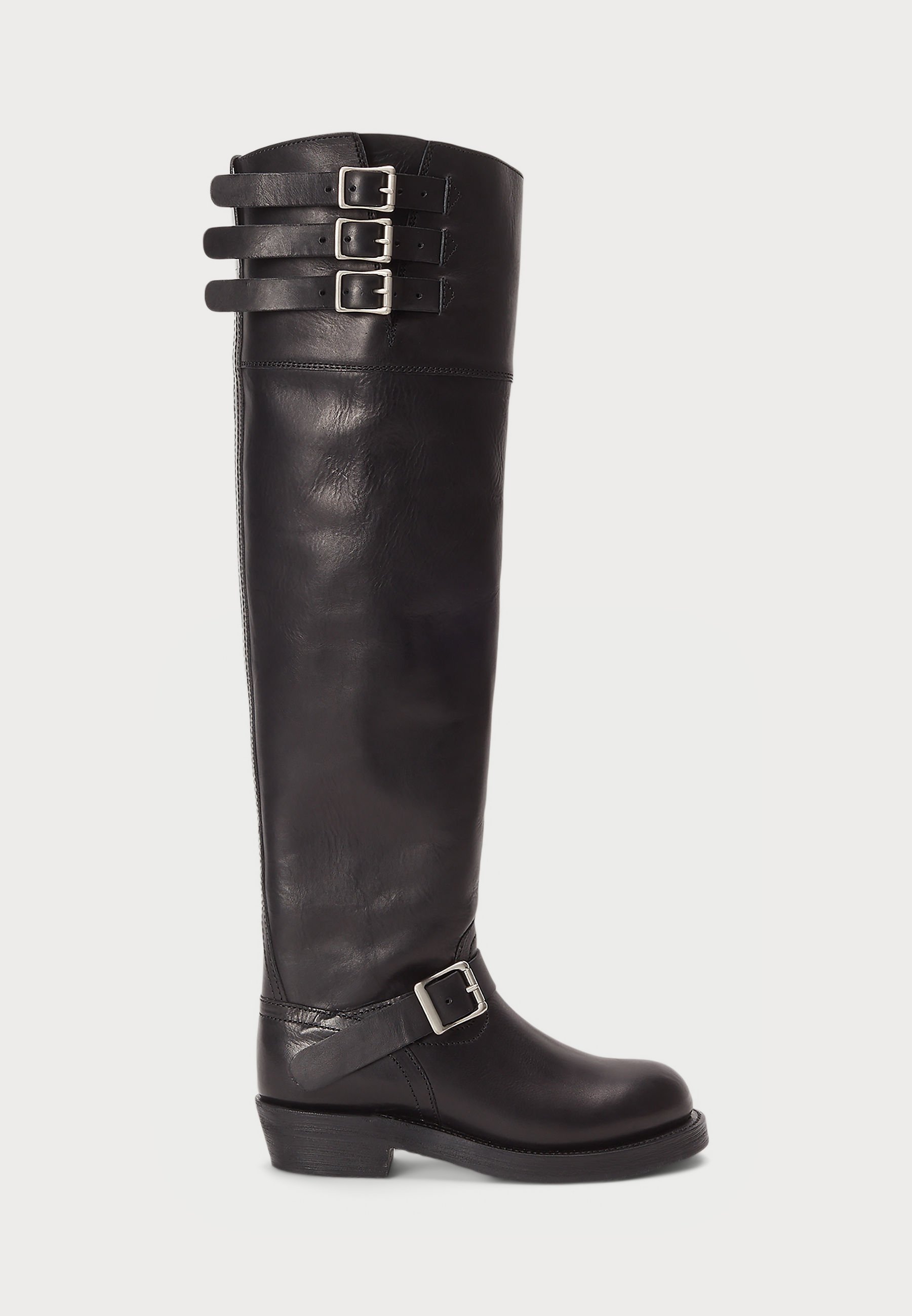 Polo Ralph Lauren BURNISHED LATHER TALL MOTO BOOT - Saapad - mustad