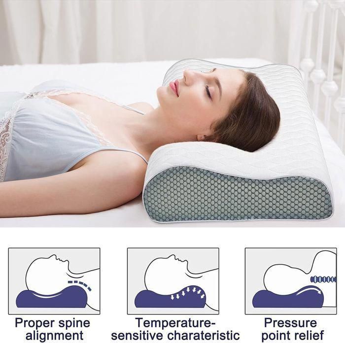 Almohada cervical de espuma viscoelástica, cómodas almohadas ergonómicas en forma de arco, almohada ortopédica para dormir.