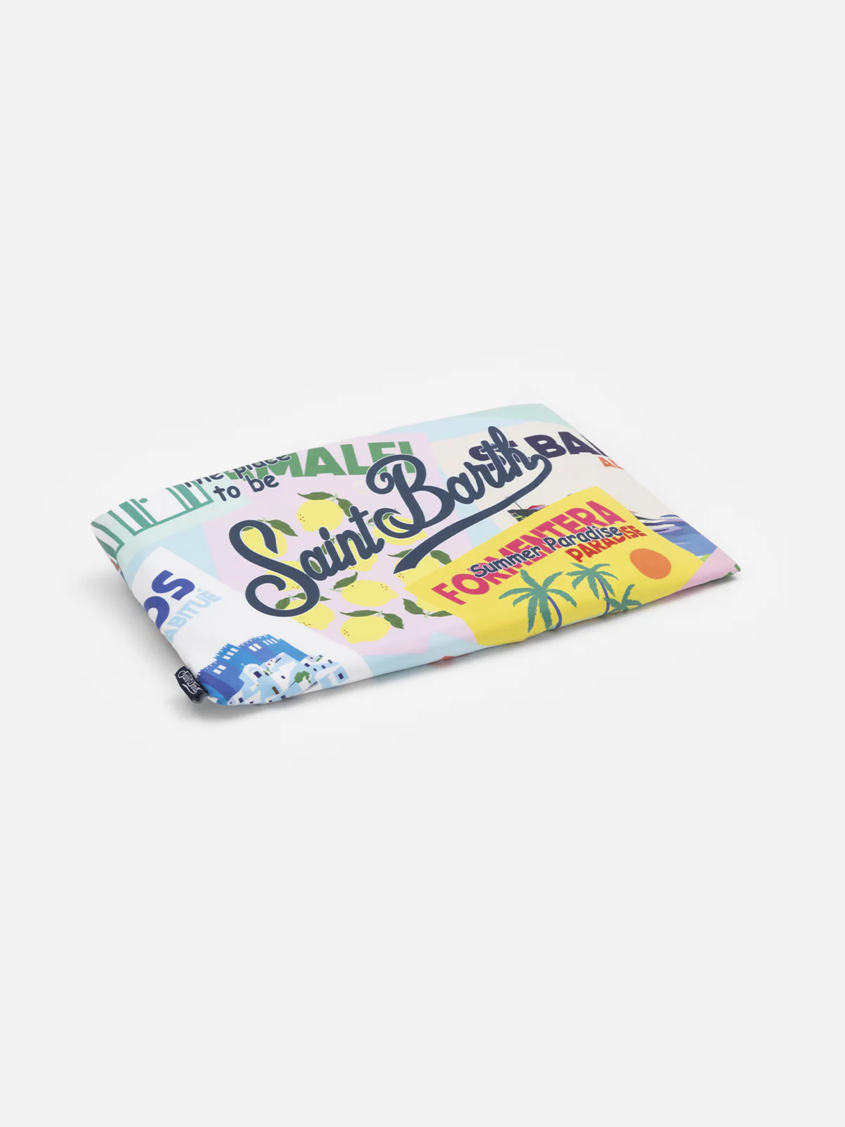 Aidan microvezel strandhanddoek met ansichtkaartprint