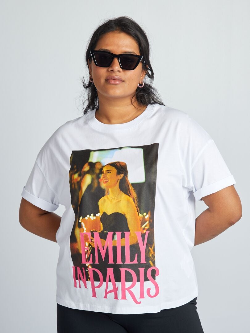 Camiseta Emily em Paris com gola redonda - Branca