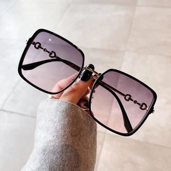 Lunettes de soleil femme - new fashion premium sense ins protection uv lunettes de soleil d’extérieur-Cadre or noir