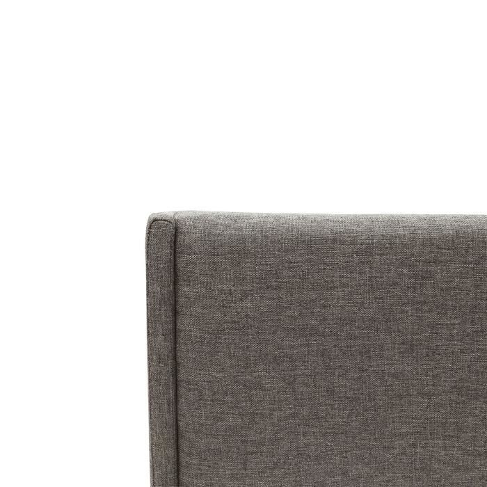 Cama con almacenamiento para adultos ECLIPSE 140x190 cm - Tela gris claro - Base de láminas incluida