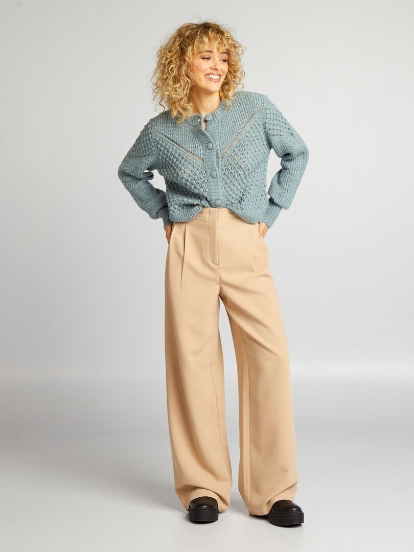 Zachte, gebreide cardigan met patroon - BLAUW